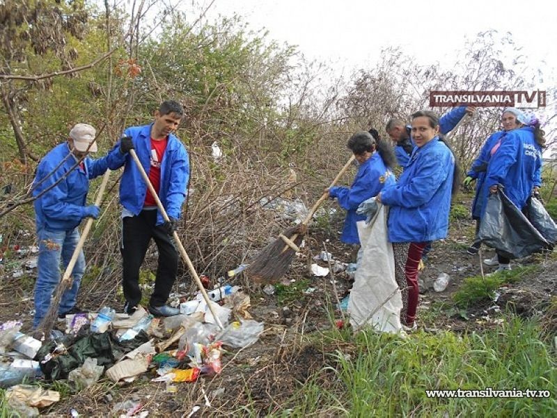 Asistații sociali au făcut curățenie lângă calea ferată