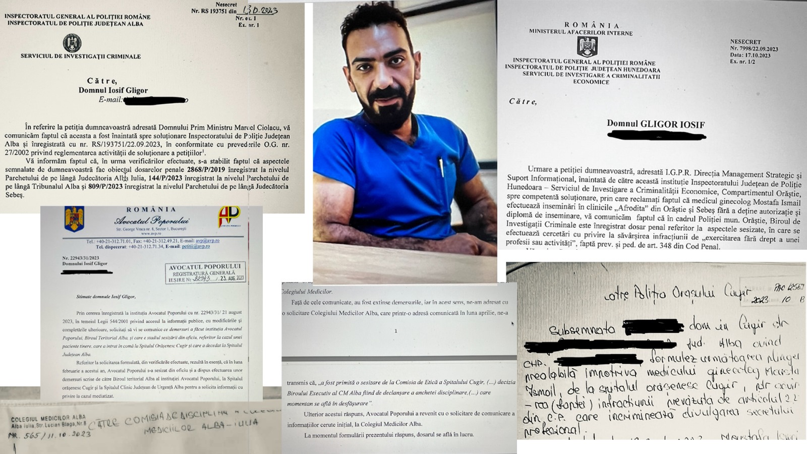 Iata documentele! Patru dosare penale pentru doctorul Mostafa Ismail! Avocatul Poporului si Colegiul Medicilor confirma alte dosare. Încă o plângere penala la Politia Cugir si o sesizare la Colegiul Medicilor.