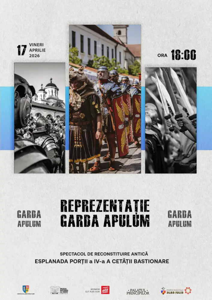 Vineri, 17 aprilie 2026, la ora 18.00, pe esplanada Porții a IV-a a Cetății Bastionare, Garda Apulum va da startul unui nou sezon al spectacolelor de reconstituire istorică antică.