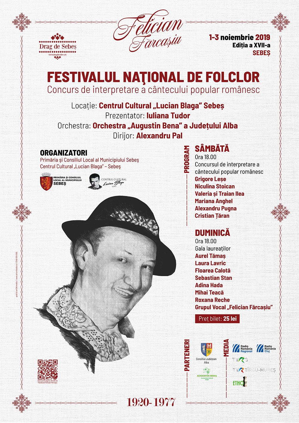 Programul Festivalului Naţional de Folclor „Felician Fărcaşiu”