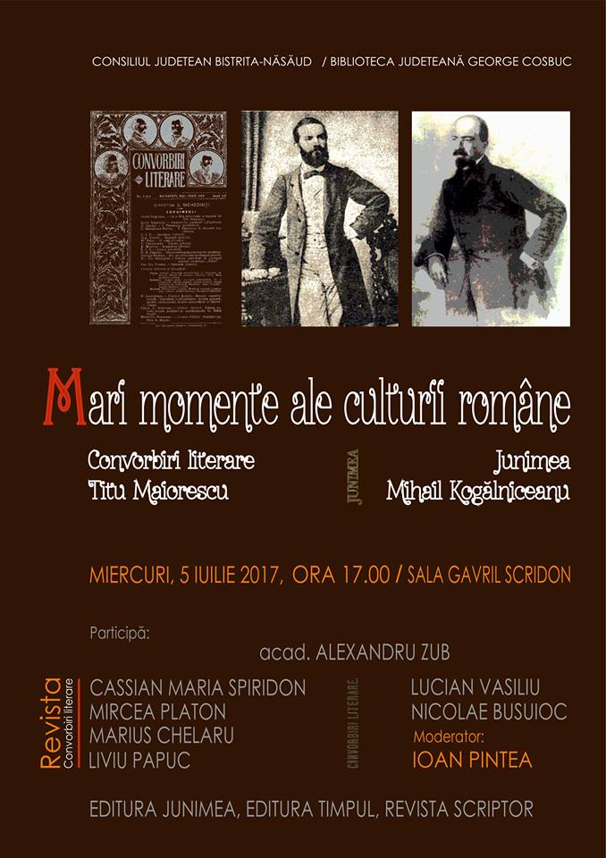 „Mari momente ale culturii române”, la Biblioteca Județeană „George Coșbuc” Bistrița-Năsăud