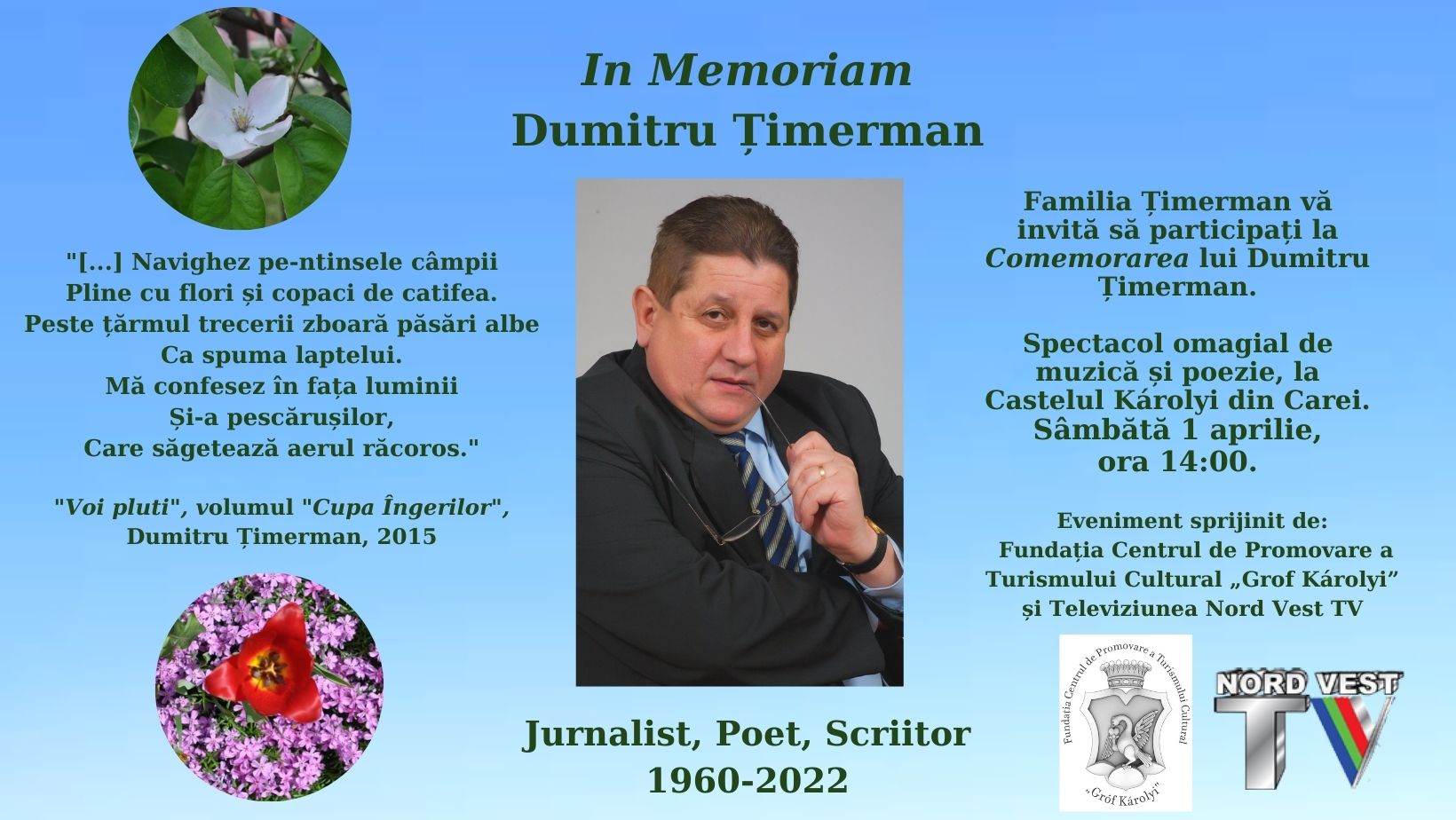 Poetul și scriitorul Dumitru Țimerman va fi comemorat în Carei