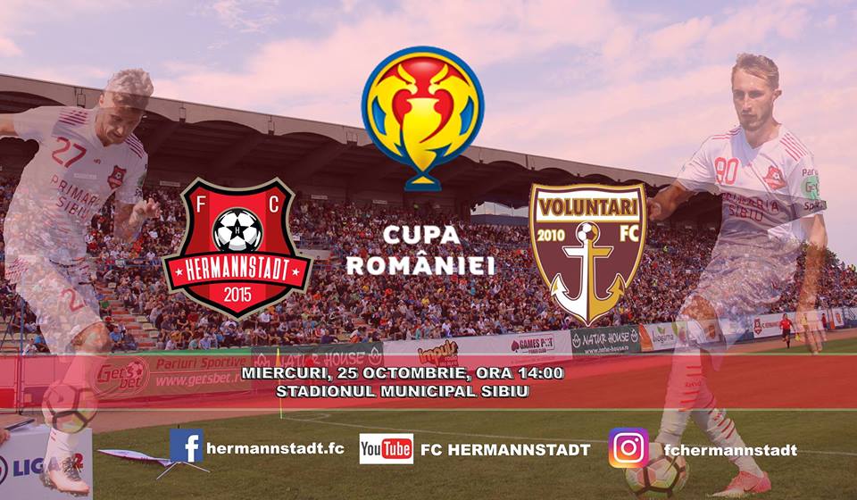 FC Hermannstadt întâlnește FC Voluntari în Cupa României