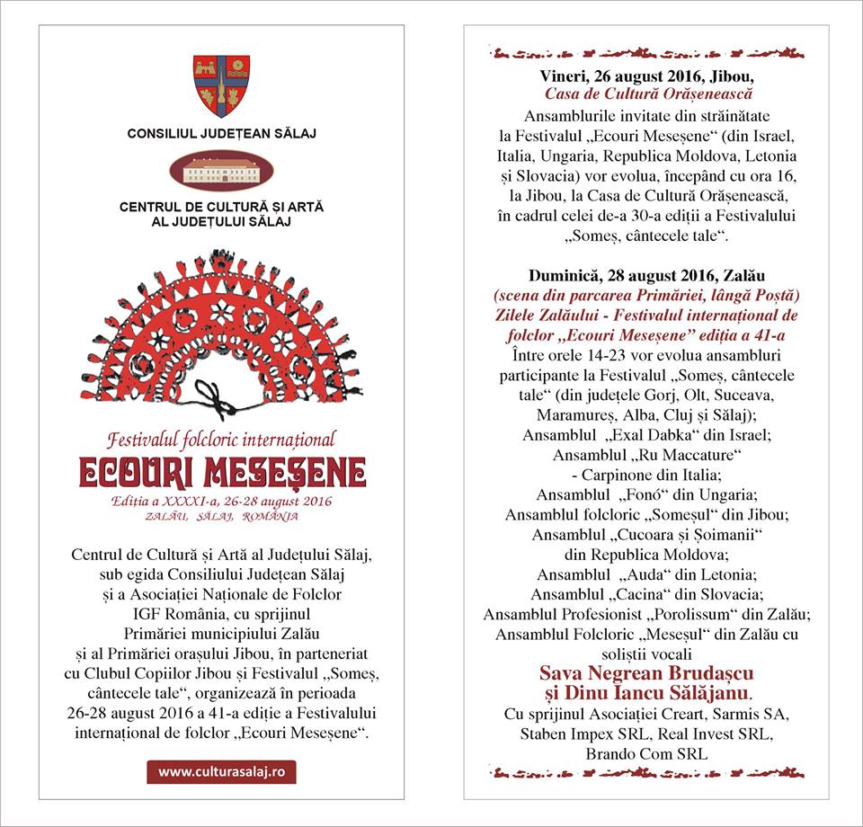 Festivalul Ecouri Meseșene la Jibou și la Zalău (26-28 august)