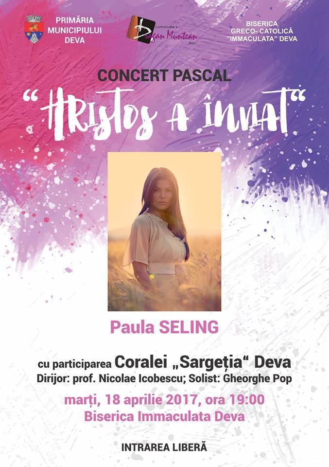 Paula Seling va susține un concert pascal la Biserica ”Immaculata” din Deva