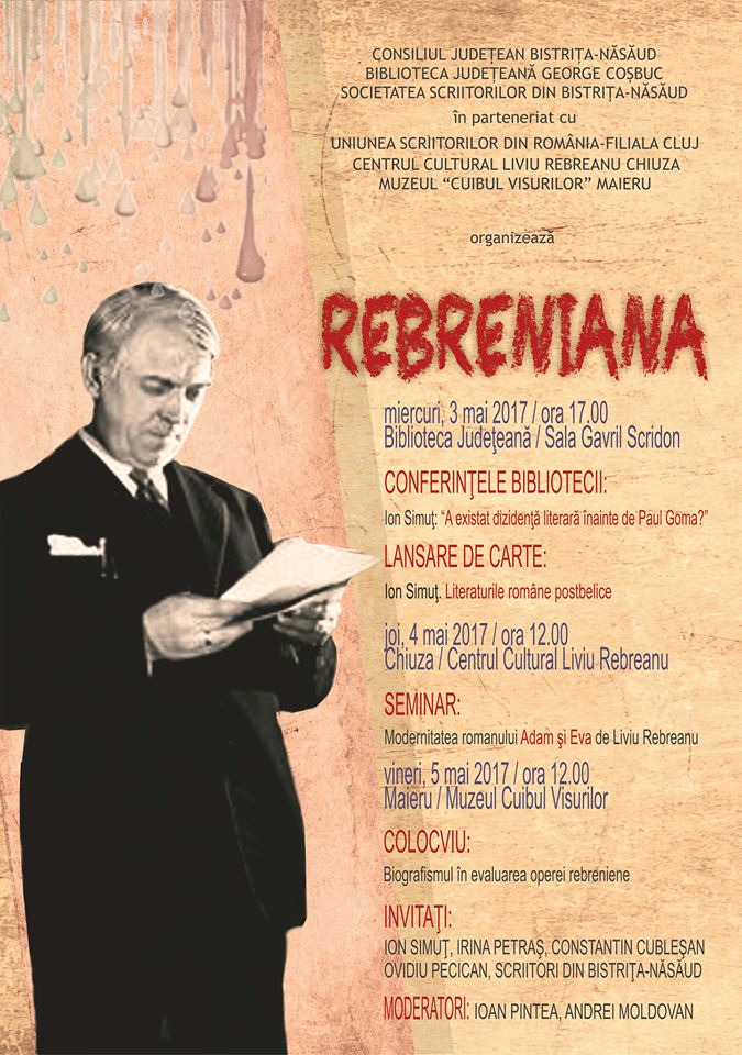 Manifestările culturale „Rebreniana” 2017 se desfășoară în perioada 3-5 mai