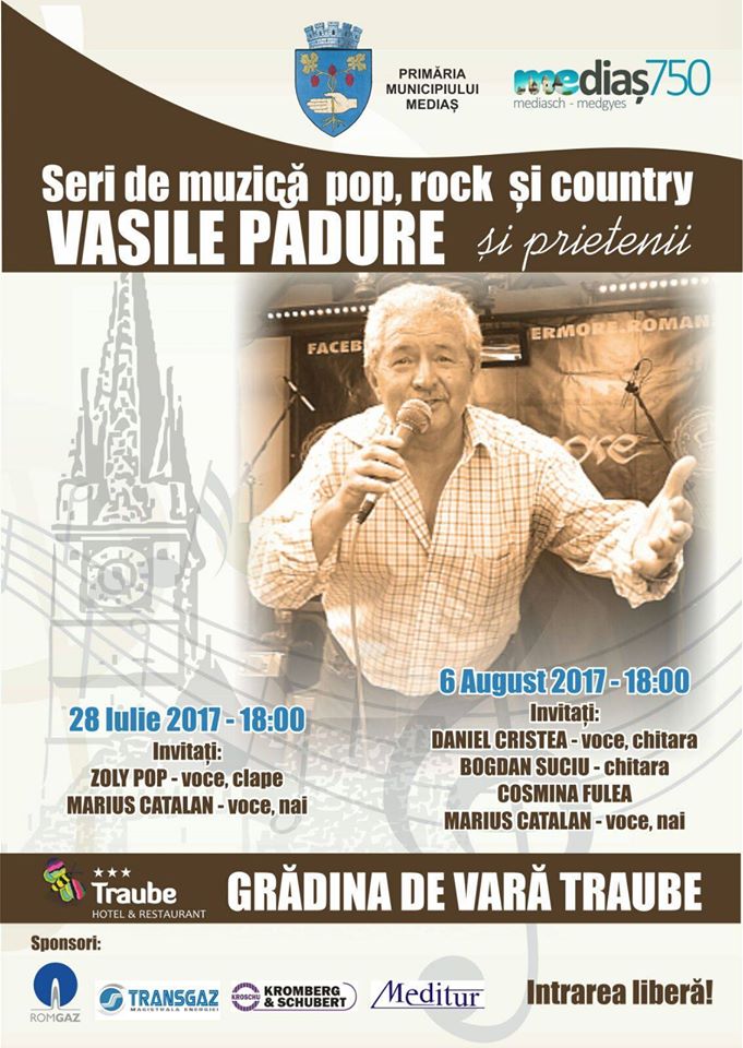 Concert pop, rock şi country cu Vasile Pădure și invitații săi, la Mediaș