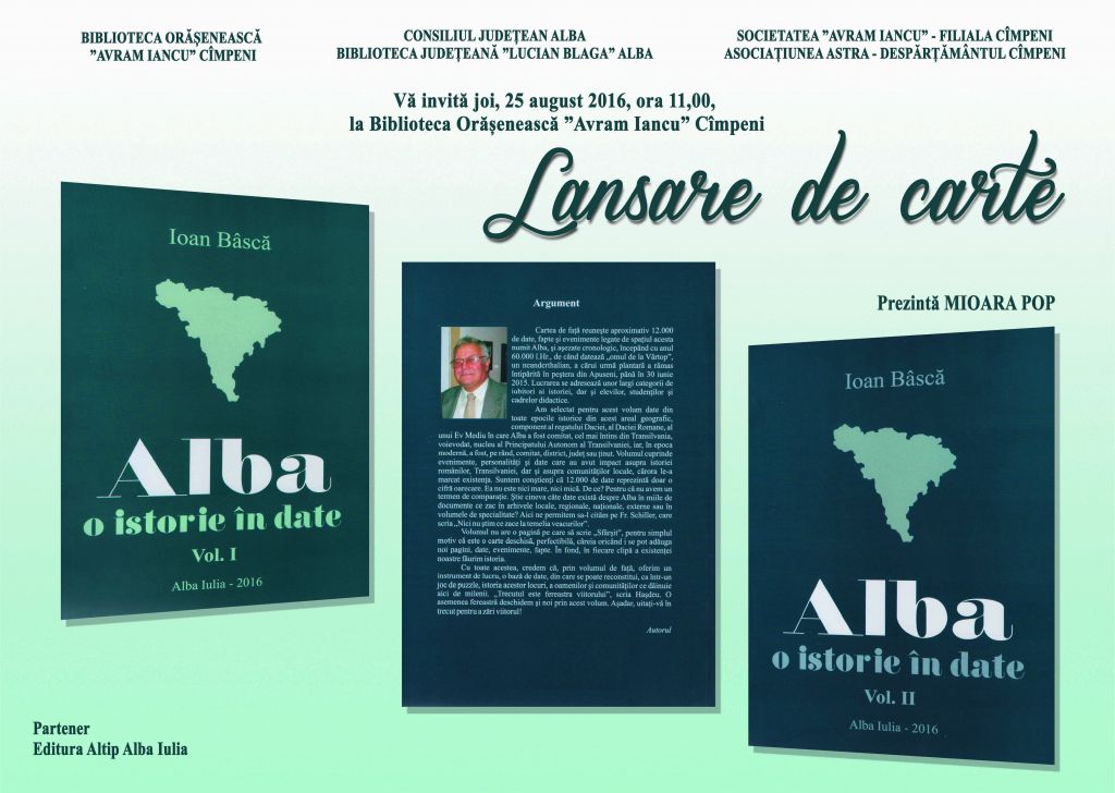 Lansare de carte la Biblioteca Orășenească ”Avram Iancu” Cîmpeni