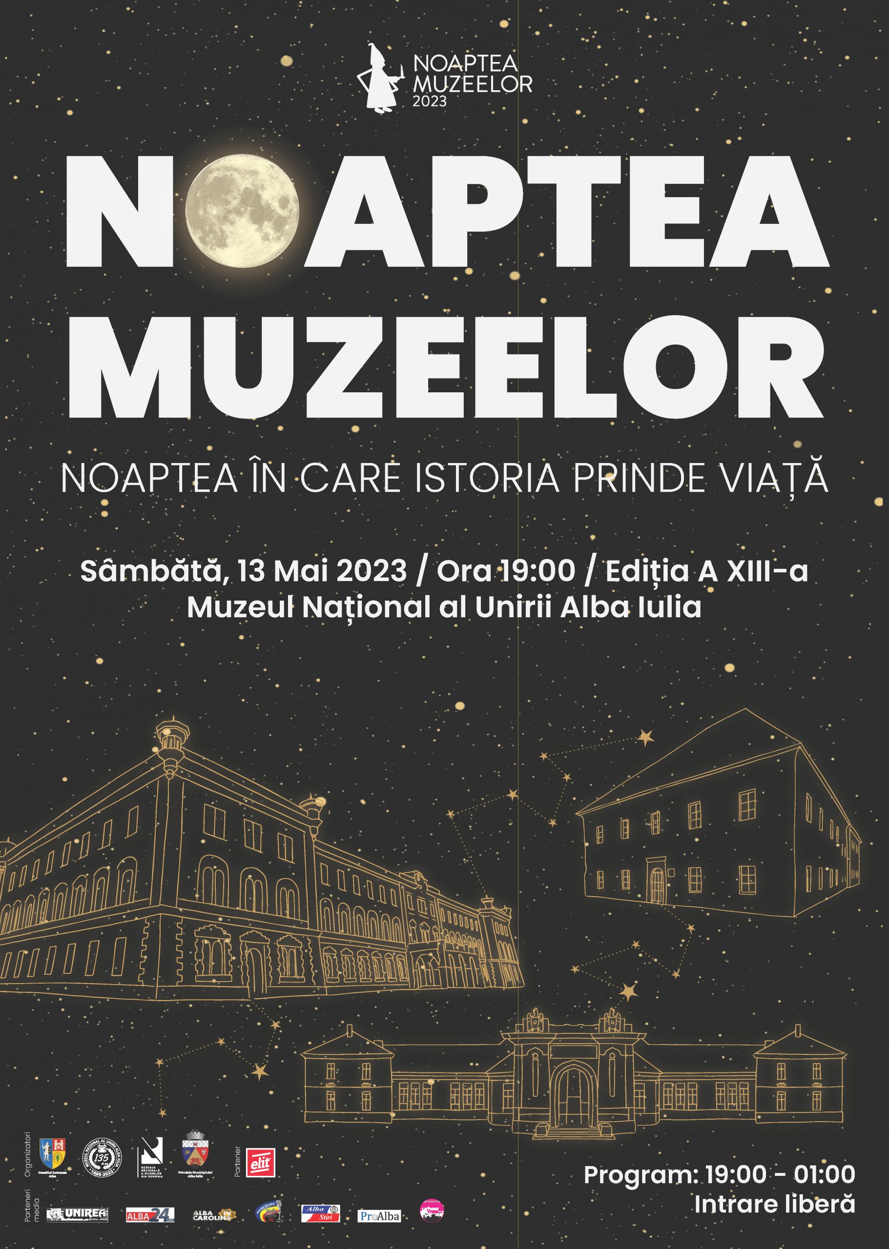 Noaptea Muzeelor. Noaptea în care istoria prinde viață. Ediția a XIII-a, sâmbătă, 13 mai 2023