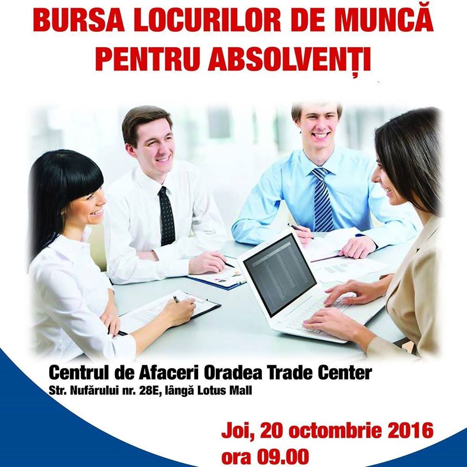 AJOFM Bihor organizează Bursa Locurilor de Muncă pentru Absolvenți (20 octombrie, ora 9)