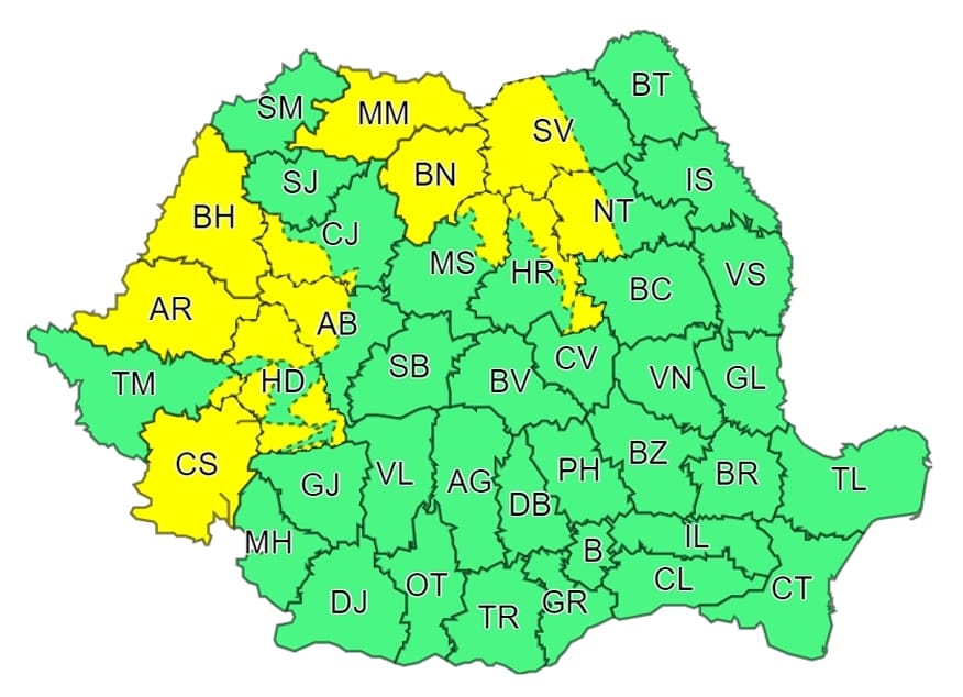 Cod galben în județul Bistrița-Năsăud