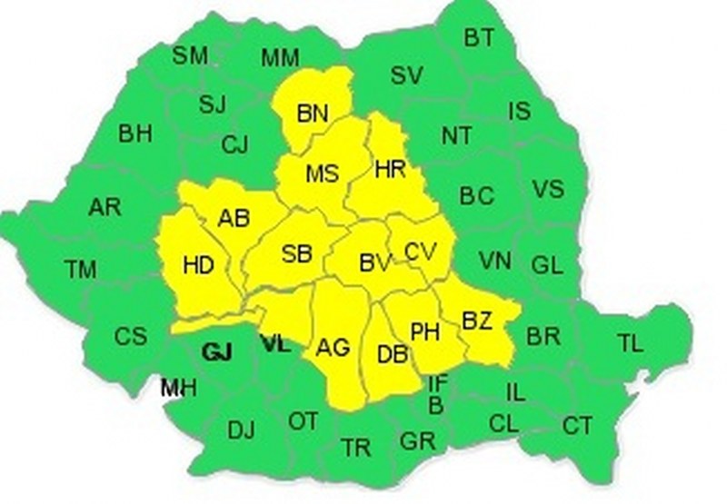 Bistrița-Năsăud, sub cod galben de ploi