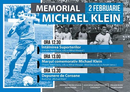 Fotbalistul Michael Klein va fi comemorat în Hunedoara (2 februarie)