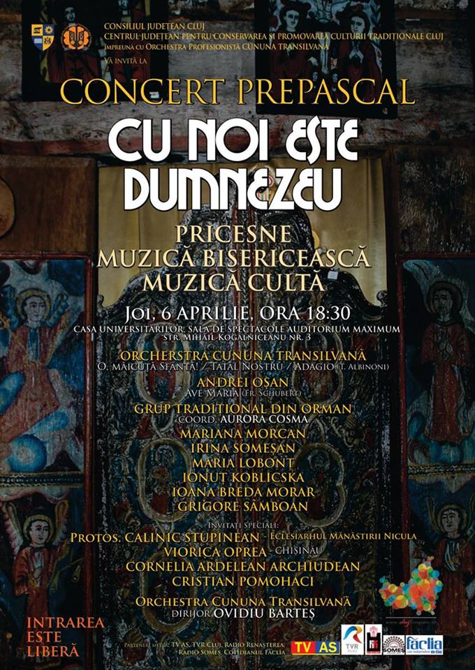 Cluj Napoca: Concert Prepascal de pricesne, muzică bisericească și cultă (joi, 6 aprilie)