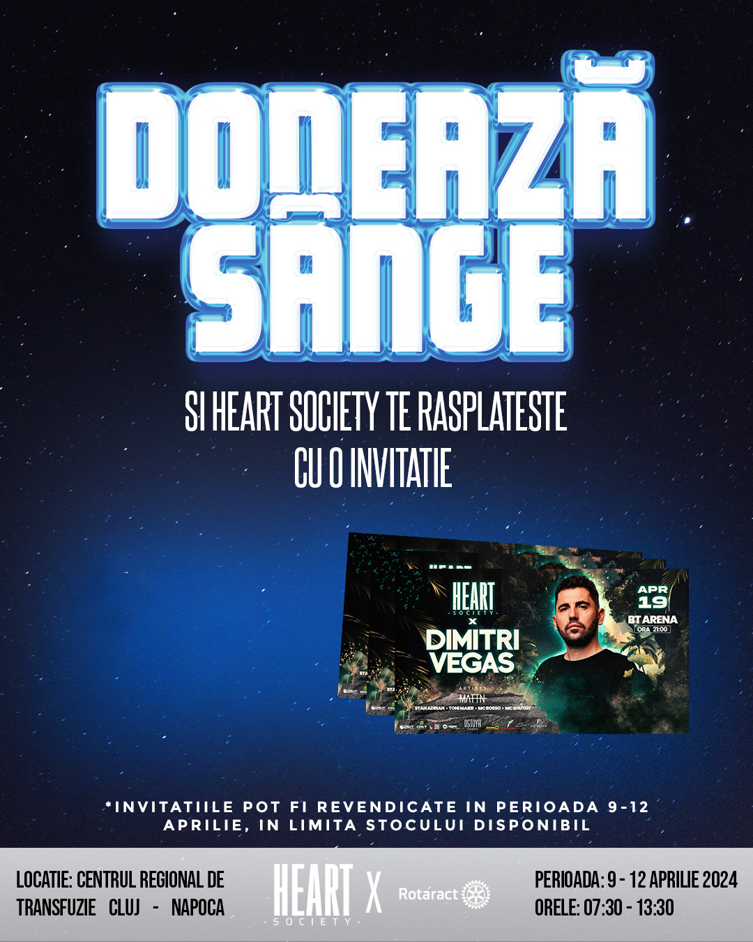 200 de donatori de sânge vor petrece cu Dimitri Vegas la BT Arena