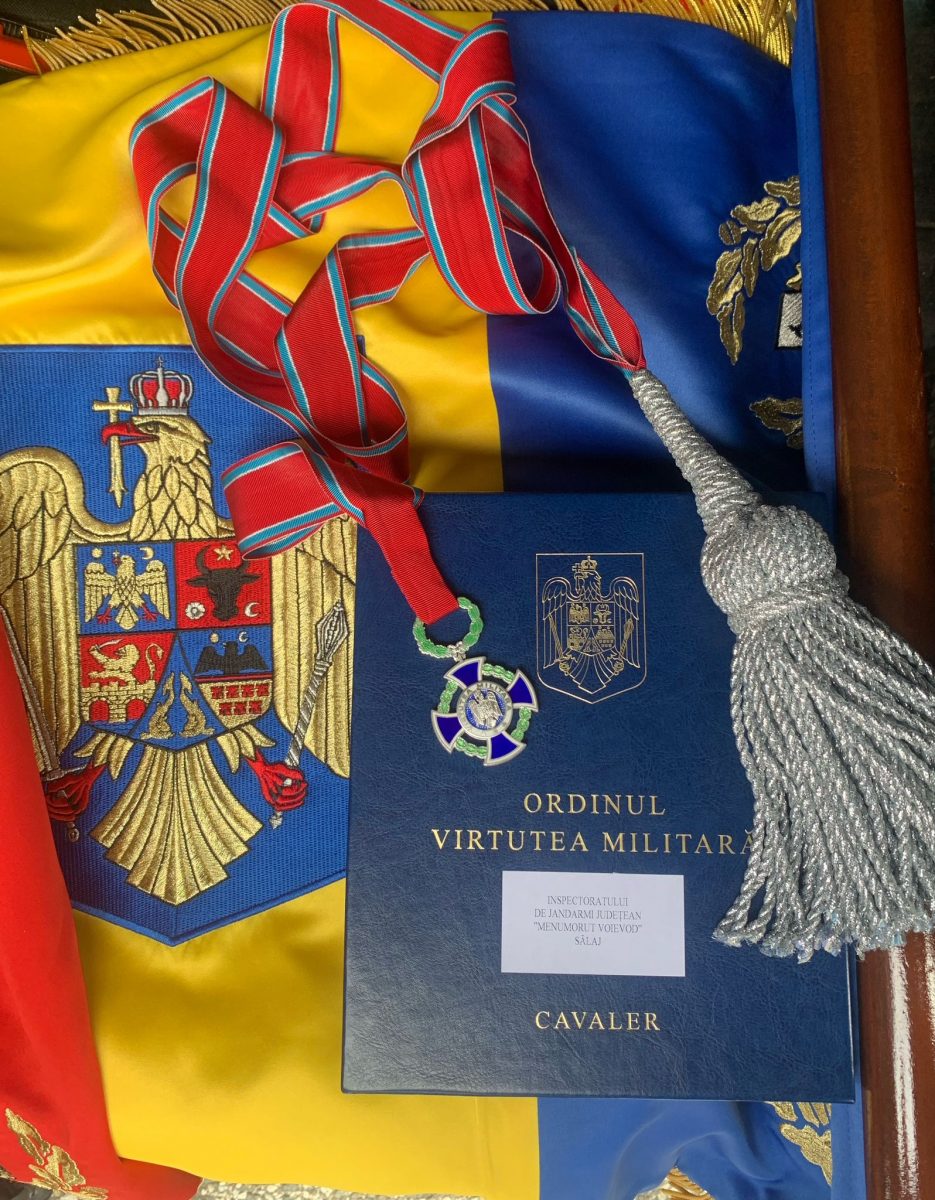 Drapelul de Luptă al Inspectoratului de Jandarmi Județean Sălaj, decorat cu Ordinul ,,Virtutea Militară’’, în grad de Cavaler