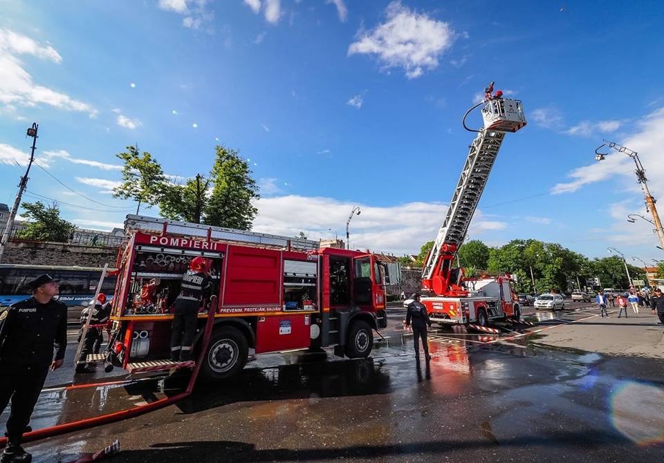 Exercițiu ISU desfășurat la Primăria Sibiu