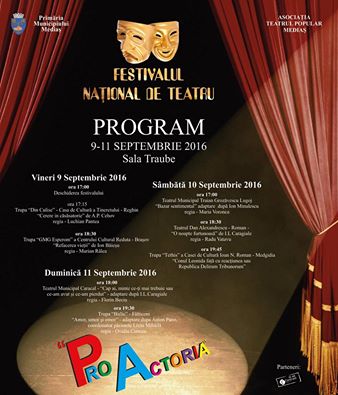Festival Naţional de Teatru, la Mediaş (9-11 septembrie)