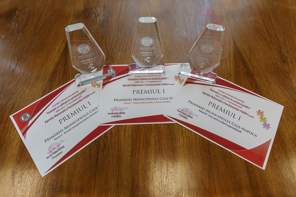 Municipiul Cluj-Napoca, recompensat cu trei premii I în cadrul competiției „Inovaţie şi calitate în sectorul public”